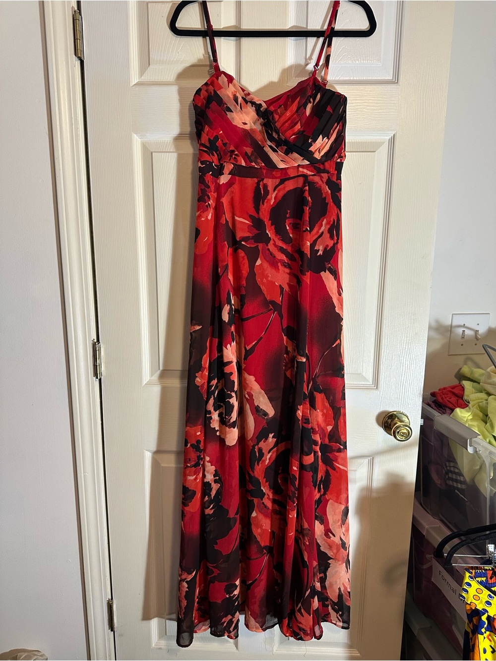 eva mendes for New York & Company Red and Black Floral Maxi Dress